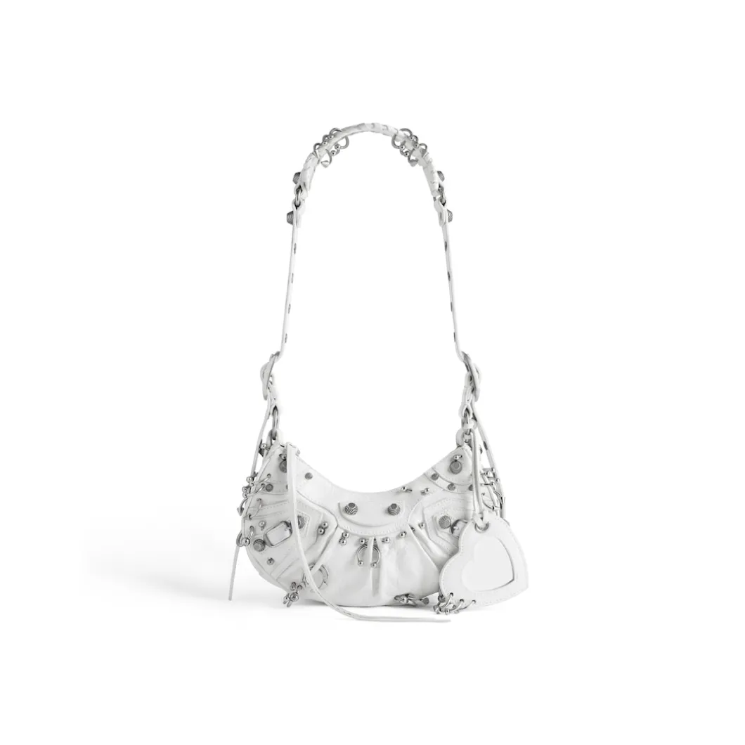 Women's Le Cagole Xs Shoulder Bag With Piercings in Optic White