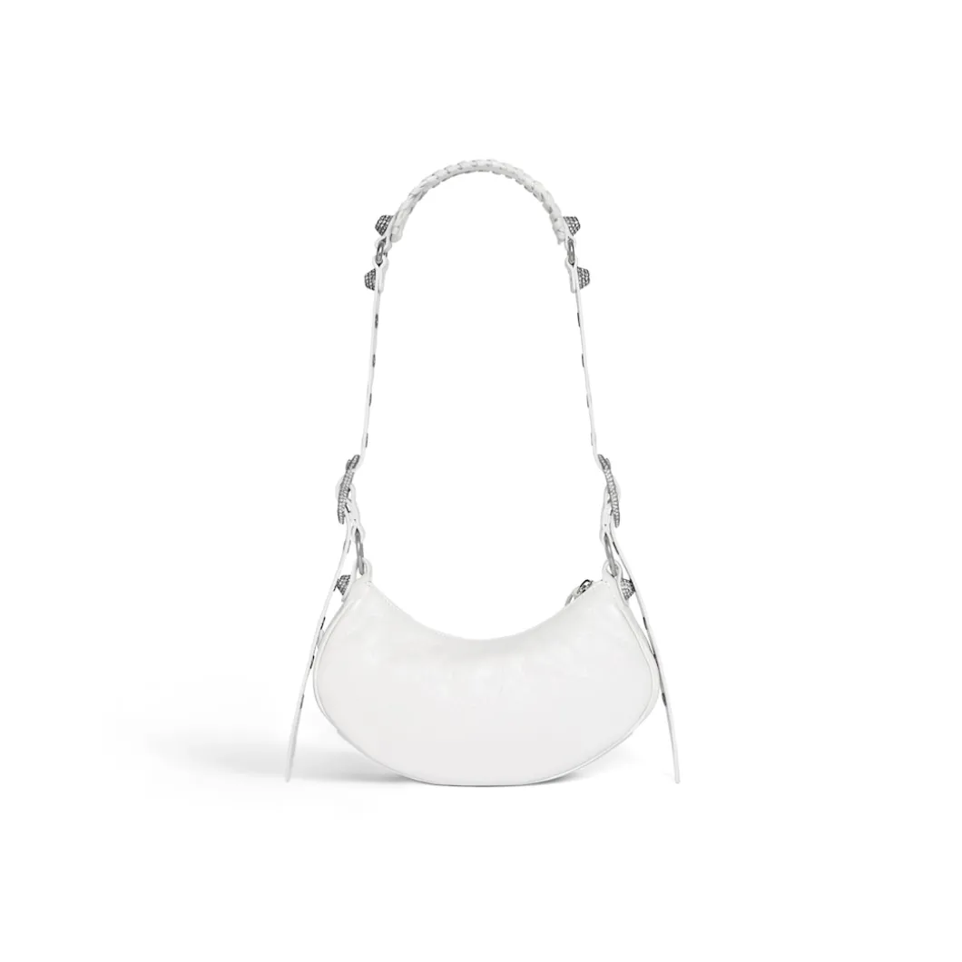 Women's Le Cagole Xs Shoulder Bag With Rhinestones in White