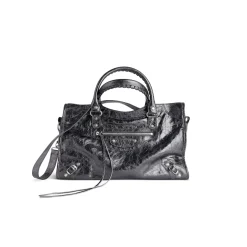 Women's Le City Medium Bag Metallized in Steel Grey