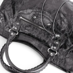 Women's Le City Medium Bag Metallized in Steel Grey