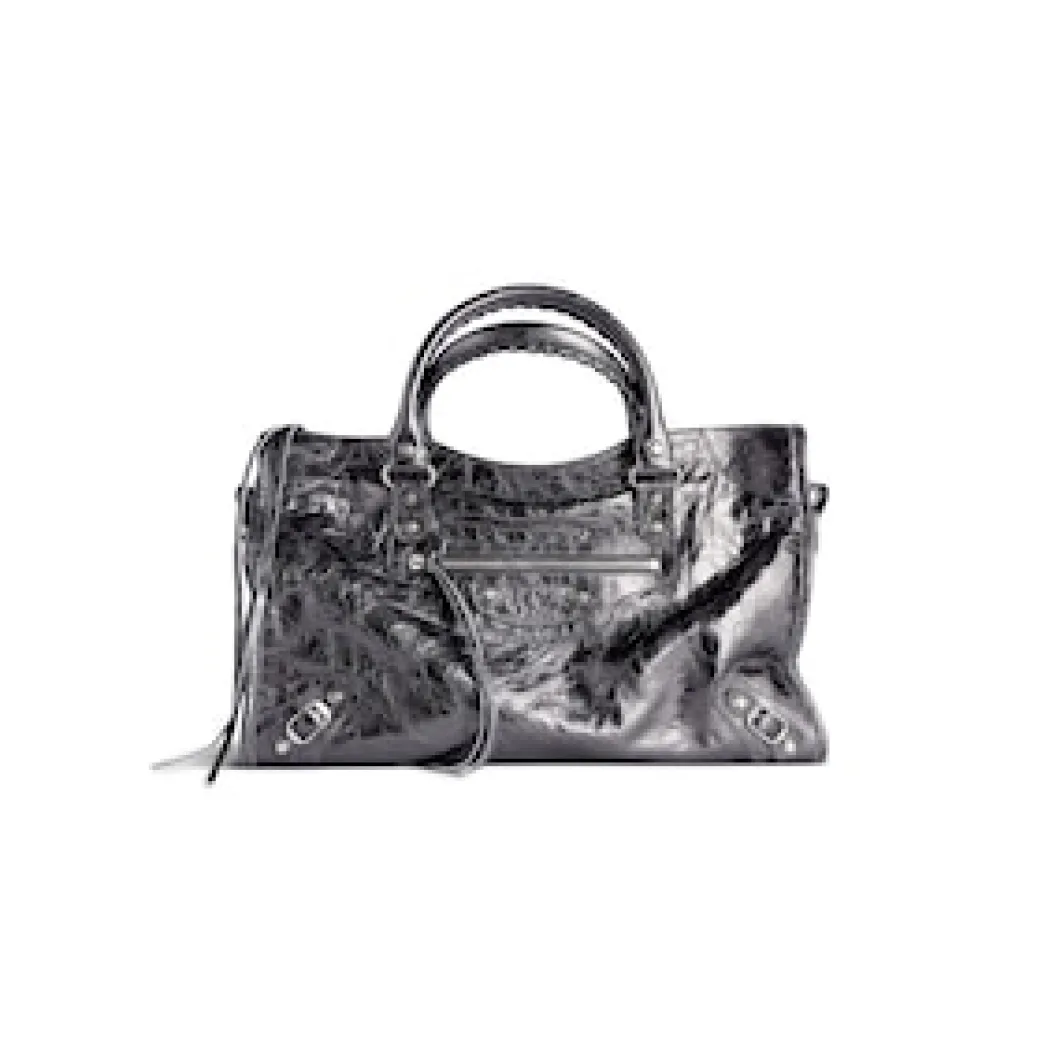 Women's Le City Medium Bag Metallized in Steel Grey