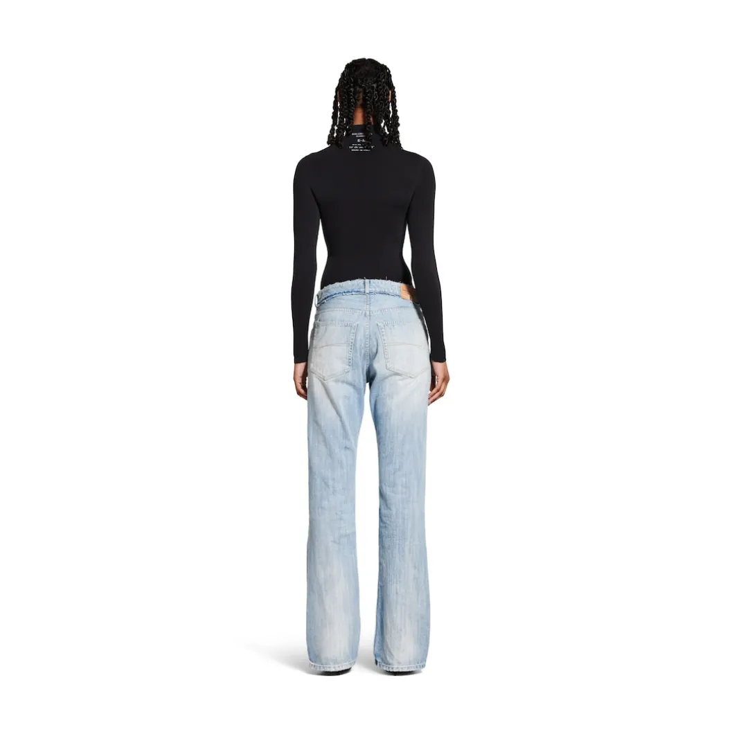 Women's Low Waist Pants in Light Blue