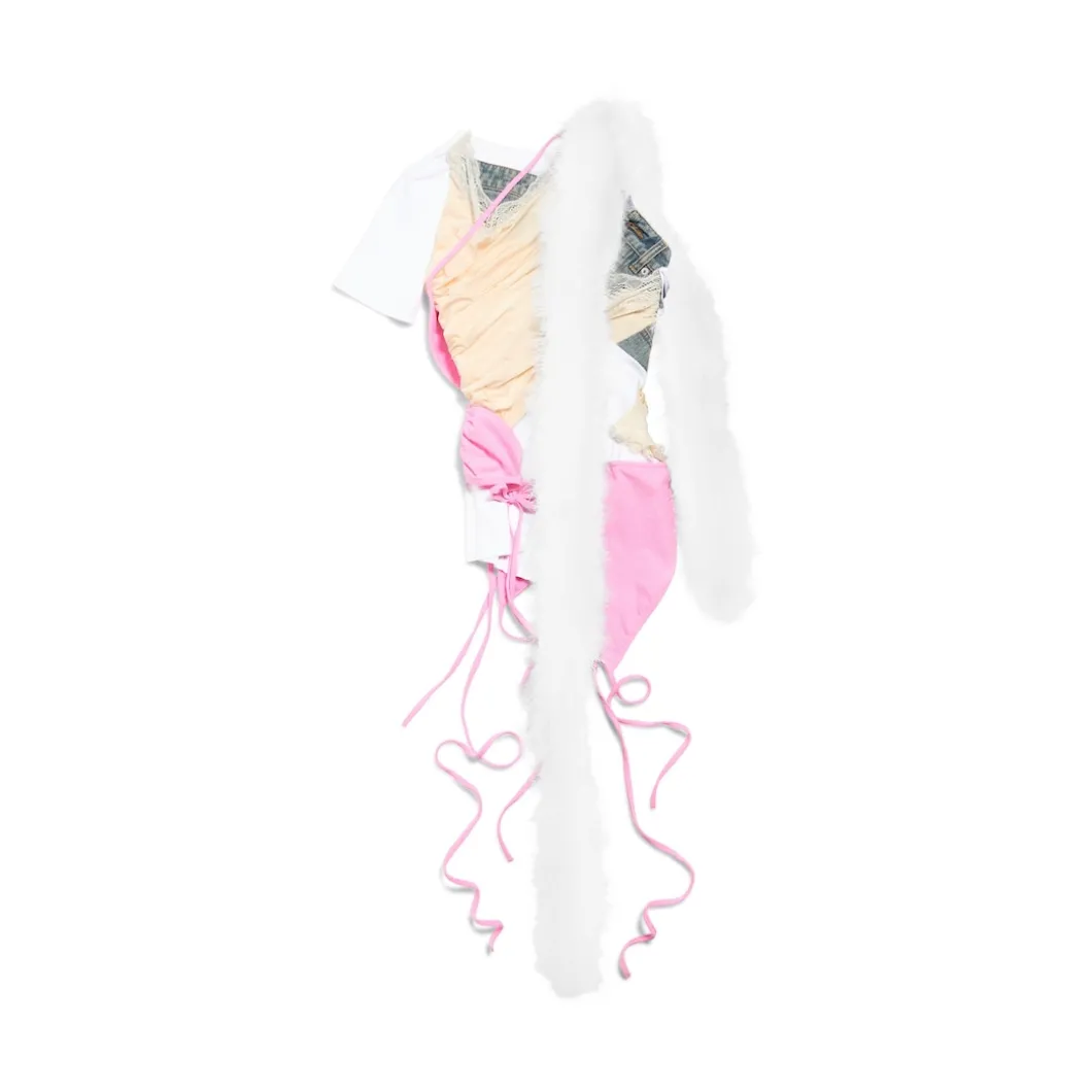 Women's Messy Patched Top in Multicolored