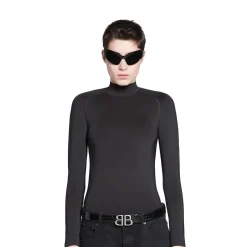 Women's Monaco Belt Crocodile Embossed  in Black
