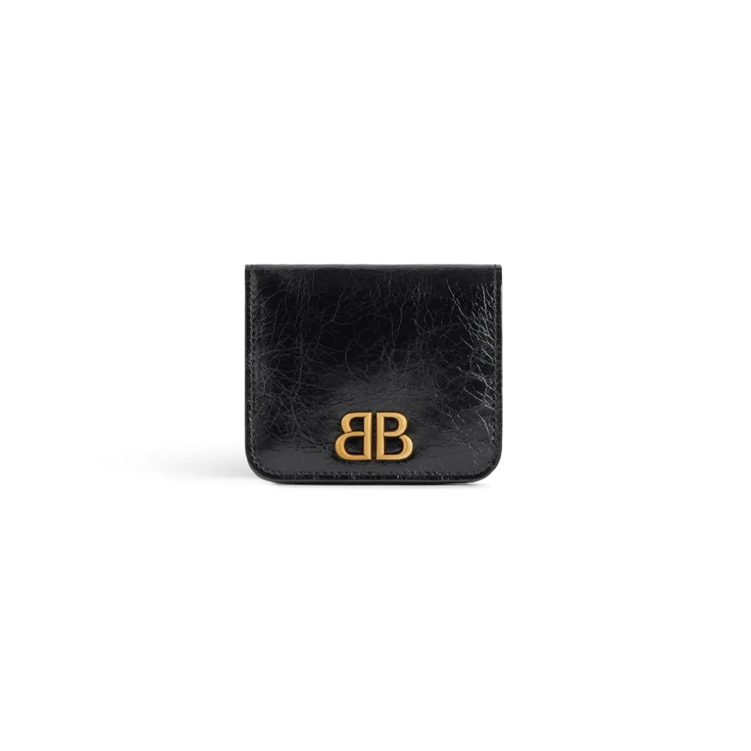 Women's Monaco Flap Coin And Card Holder in Black