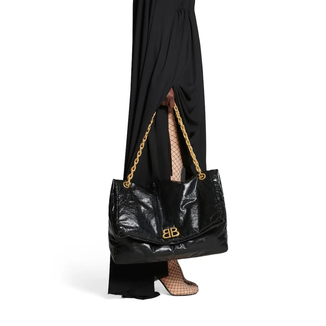 Women's Monaco Large Chain Bag in Black