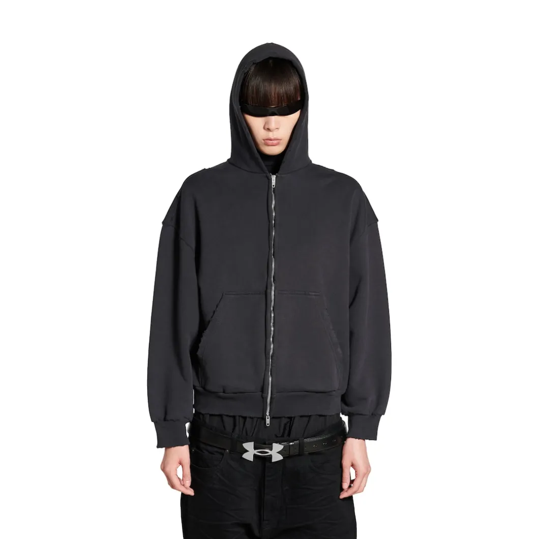Women's Painted Zip-up Hoodie Regular Fit in Black Faded