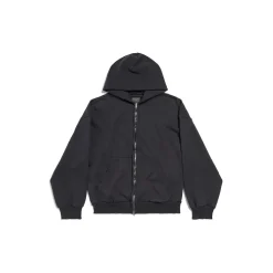 Women's Painted Zip-up Hoodie Regular Fit in Black Faded