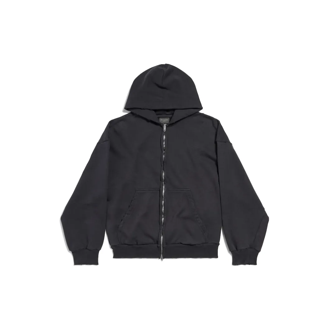 Women's Painted Zip-up Hoodie Regular Fit in Black Faded