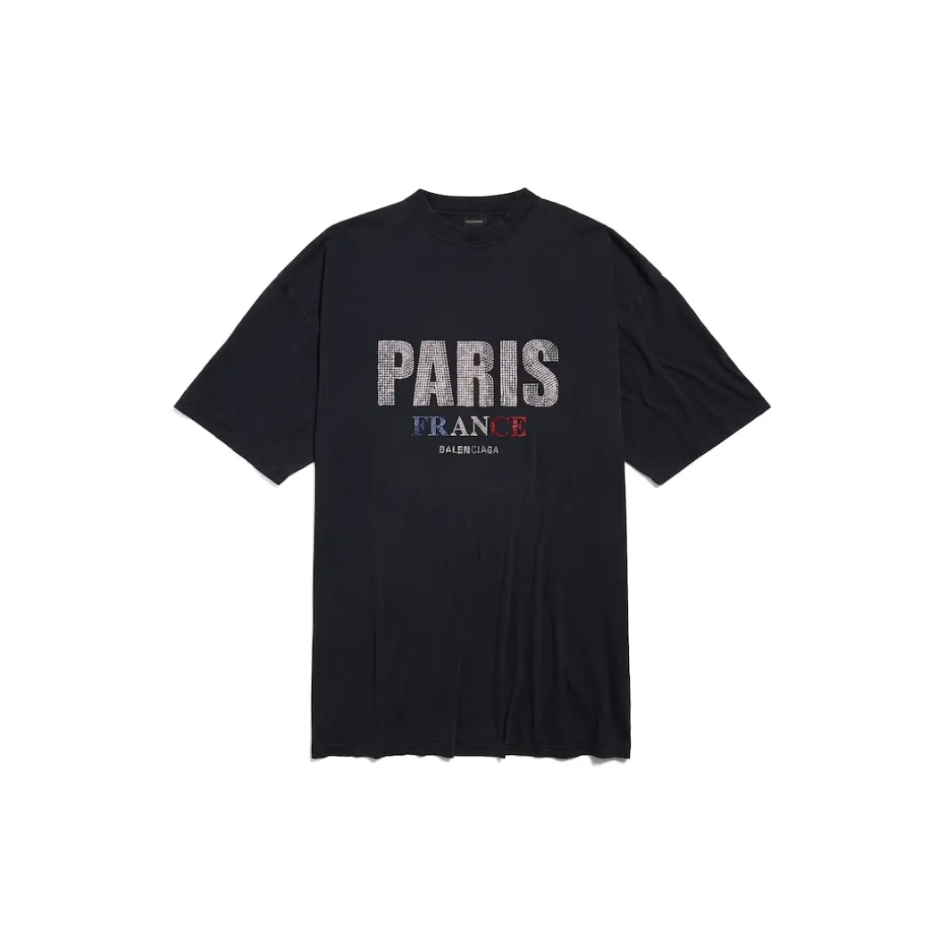 Women's Paris Strass T-shirt Dress in Black