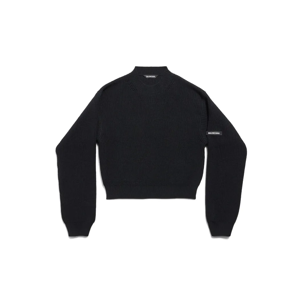 Women's Patch Cropped Sweater in Black