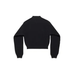 Women's Patch Cropped Sweater in Black