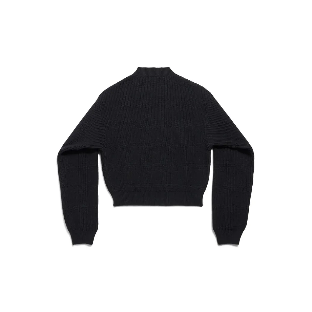 Women's Patch Cropped Sweater in Black