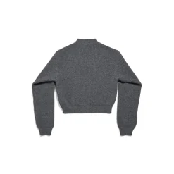 Women's Patch Cropped Sweater in Grey