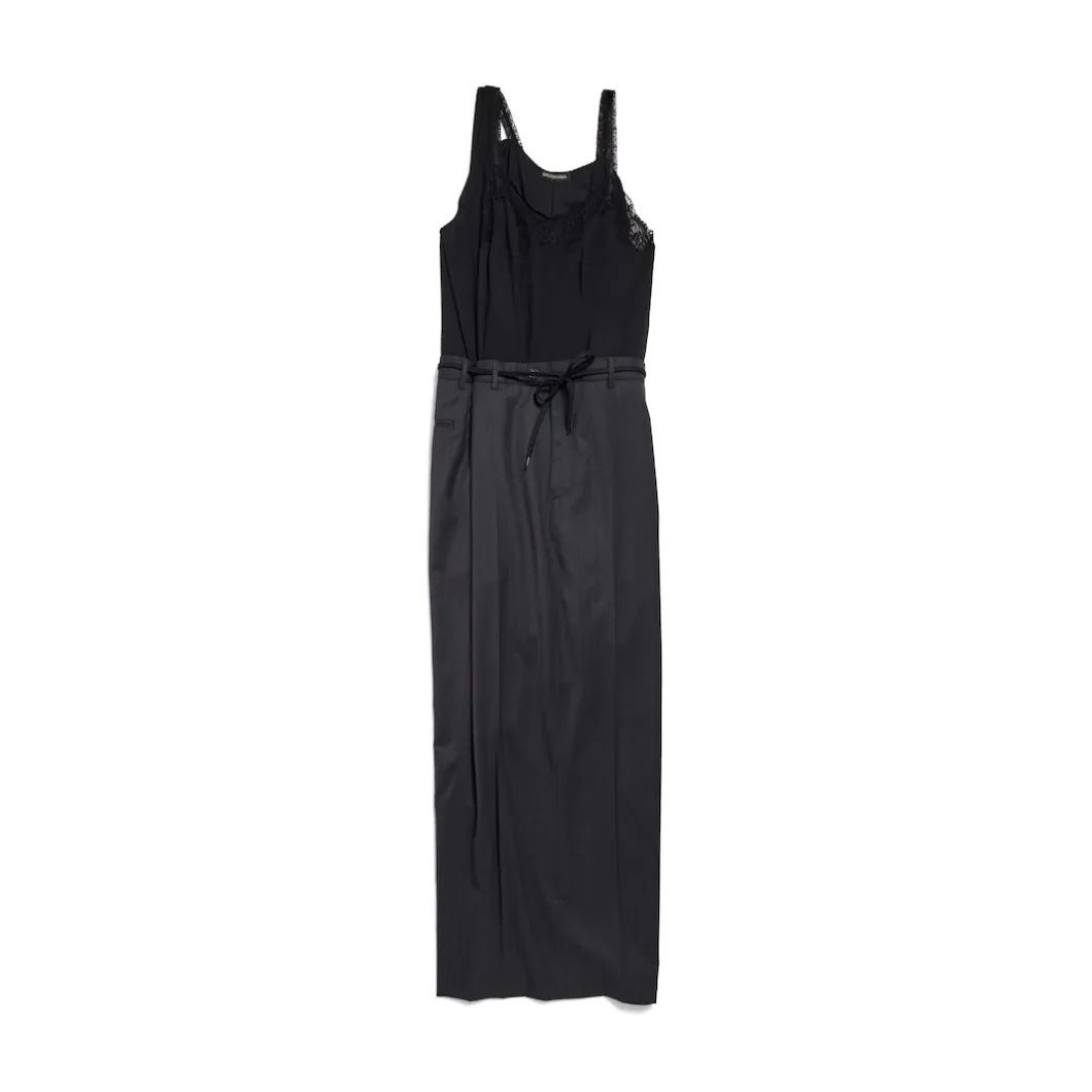 Women's Patched Slip Dress in Black