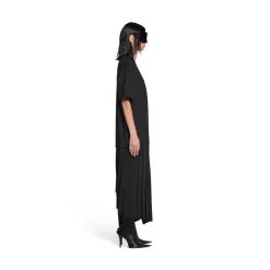 Women's Political Campaign Pleated T-shirt Dress in Black