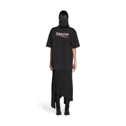 Women's Political Campaign Pleated T-shirt Dress in Black