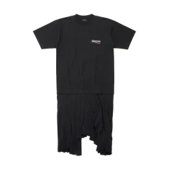 Women's Political Campaign Pleated T-shirt Dress in Black