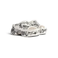 Women's Pool Crocs™ Graffiti Slide Sandal  in White/black