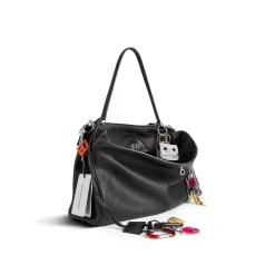 Women's Rodeo Large Handbag Used Effect With Charms in Black
