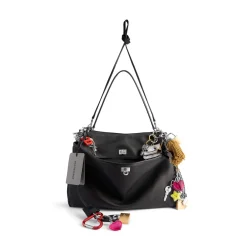 Women's Rodeo Large Handbag Used Effect With Charms in Black
