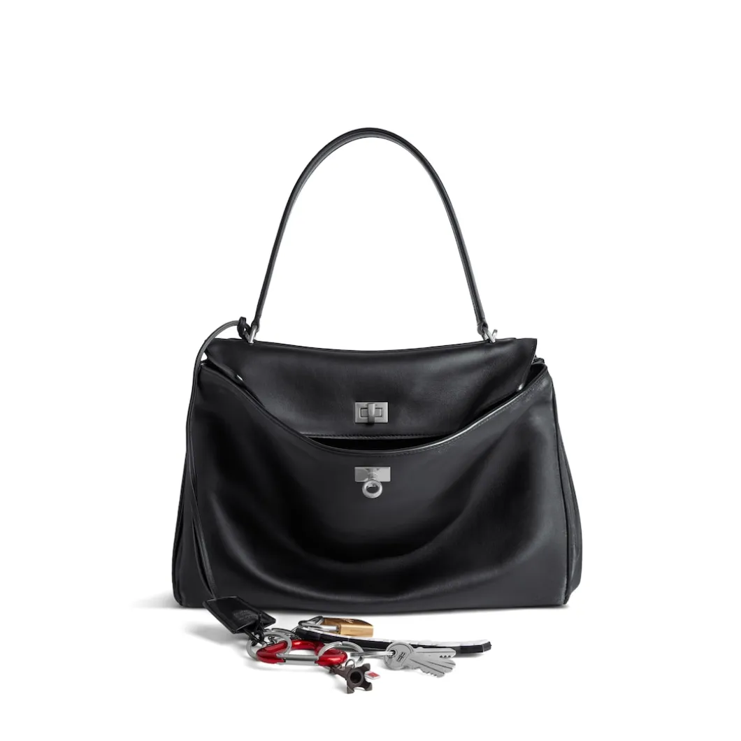 Women's Rodeo Medium Handbag Used Effect With One Charm in Black