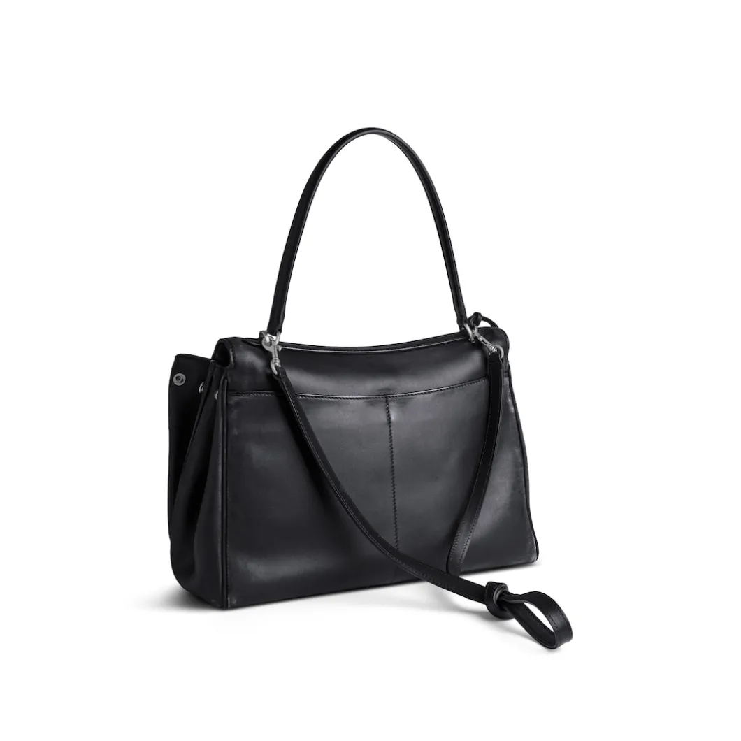 Women's Rodeo Medium Handbag Used Effect With One Charm in Black