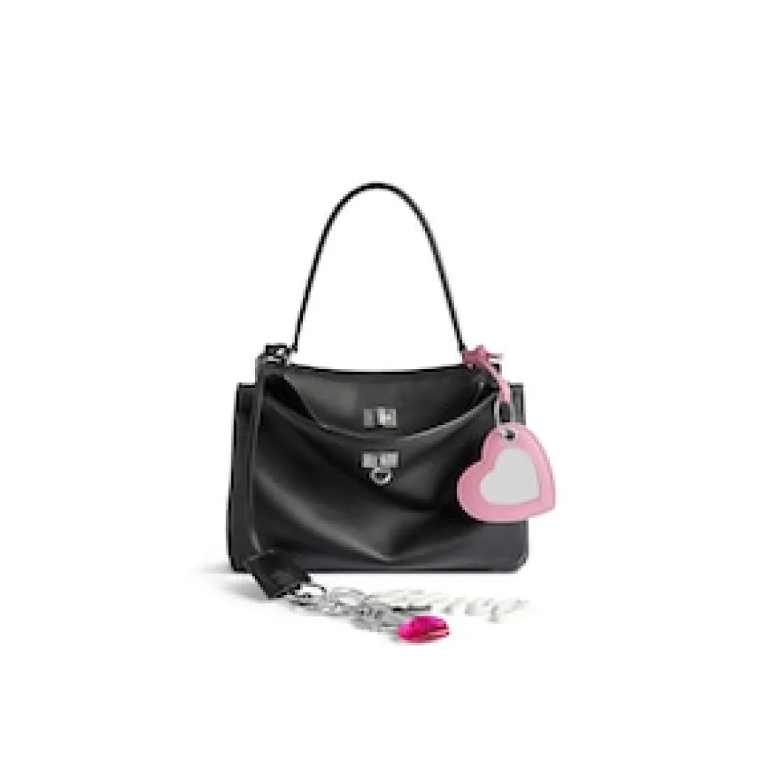 Women's Rodeo Medium Handbag Used Effect With One Charm in Black