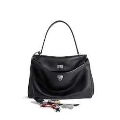 Women's Rodeo Medium Handbag Used Effect With One Charm in Black