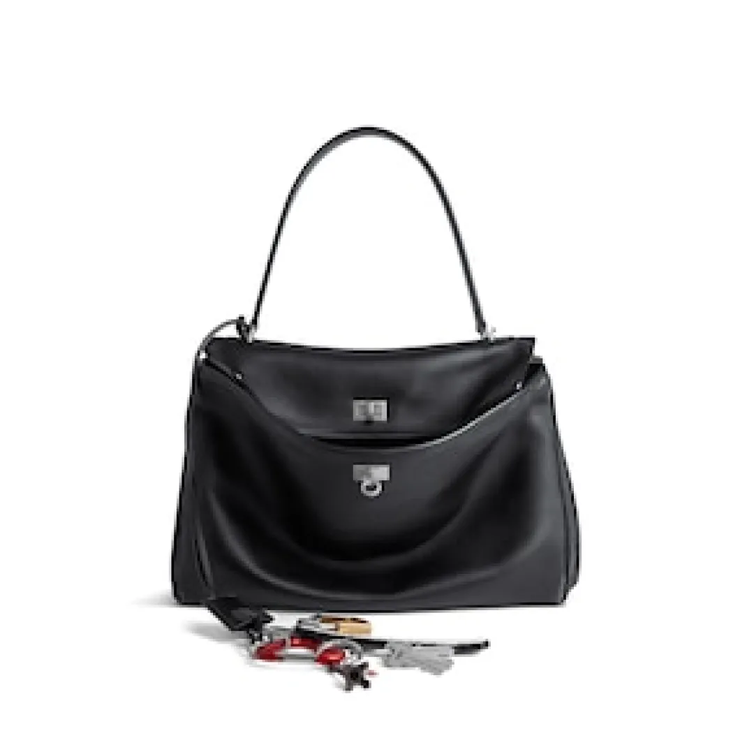 Women's Rodeo Medium Handbag Used Effect With One Charm in Black