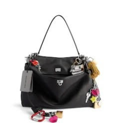 Women's Rodeo Medium Handbag Used Effect With One Charm in Black