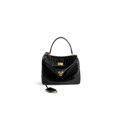 Women's Rodeo Mini Handbag Crocodile Embossed  in Black