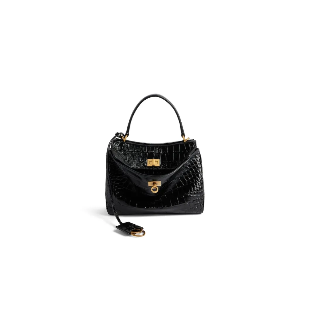 Women's Rodeo Mini Handbag Crocodile Embossed in Black