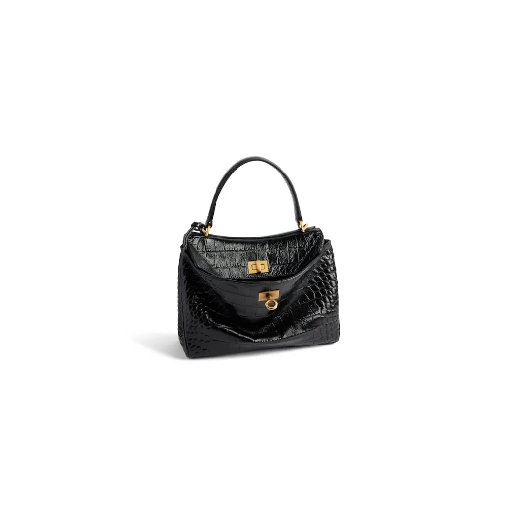 Women's Rodeo Mini Handbag Crocodile Embossed in Black