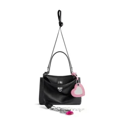 Women's Rodeo Small Handbag Used Effect With One Charm in Black