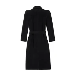 Women's Round Shoulder Fitted Coat in Black