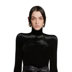 Women's Round Shoulder Turtleneck in Black