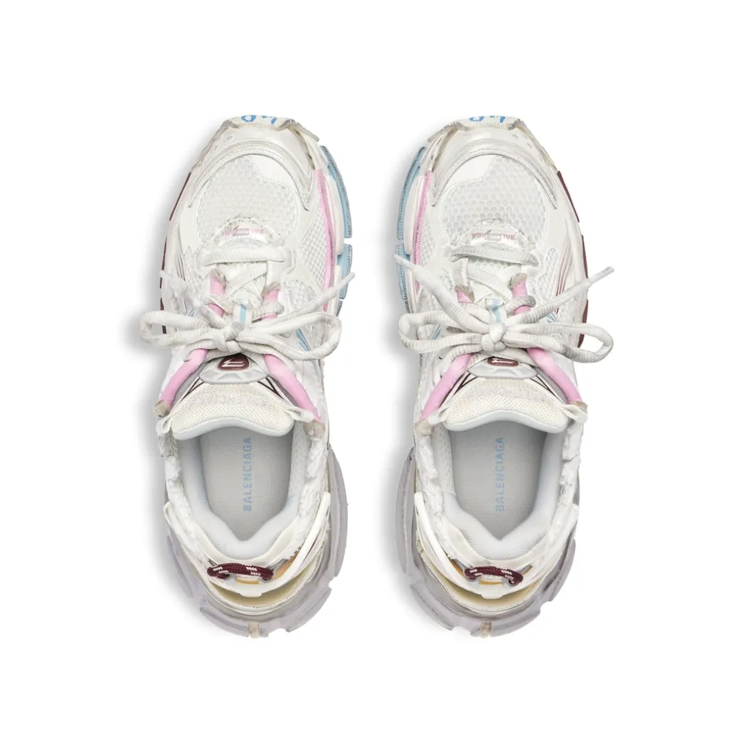 Women's Runner Gradient Sneaker in White/brown/blue/pink/grey