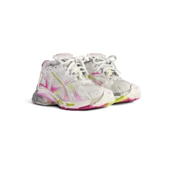 Women's Runner Gradient Sneaker  in White/pink/grey/neon Yellow