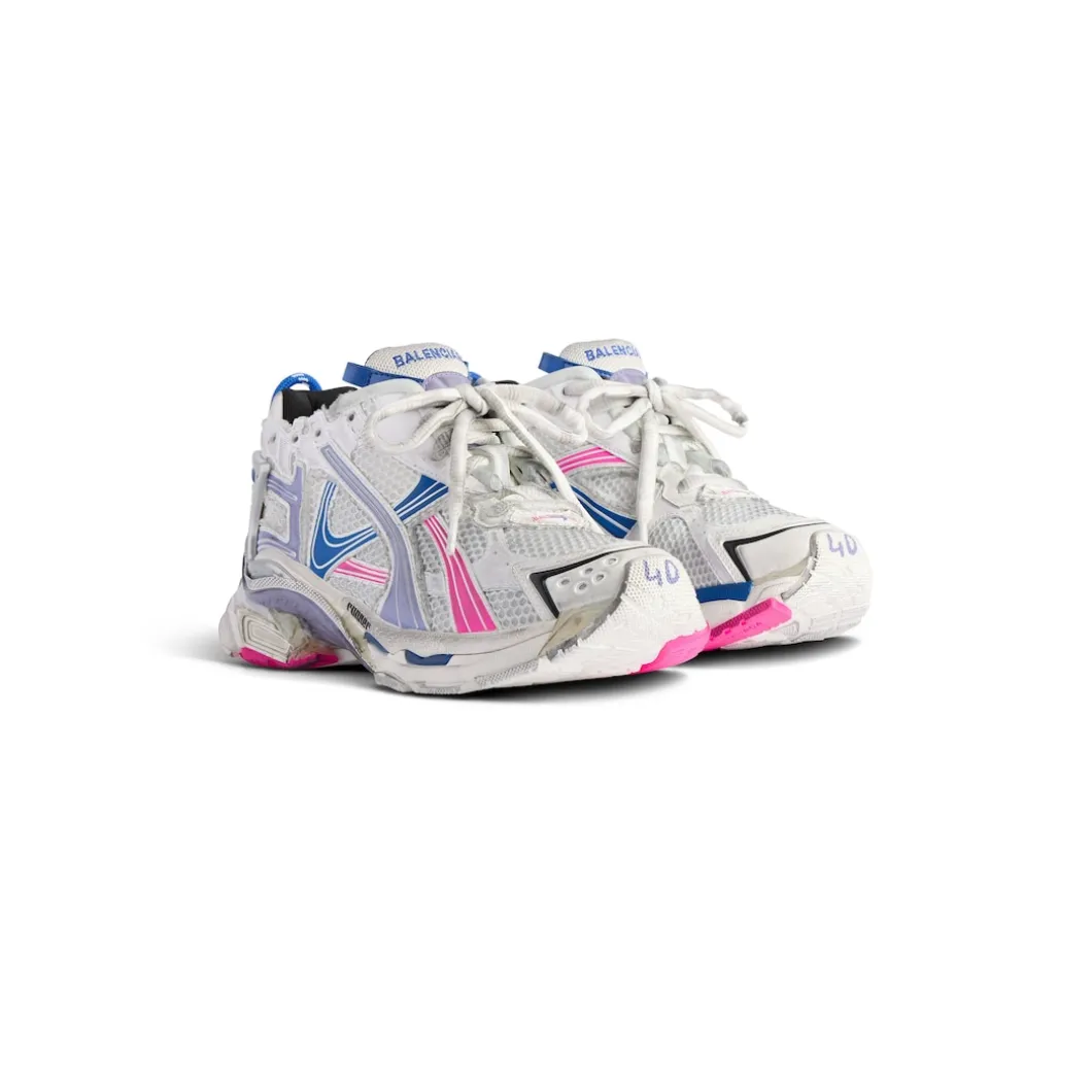 Women's Runner Sneaker in White/lilac/neon Pink/navy
