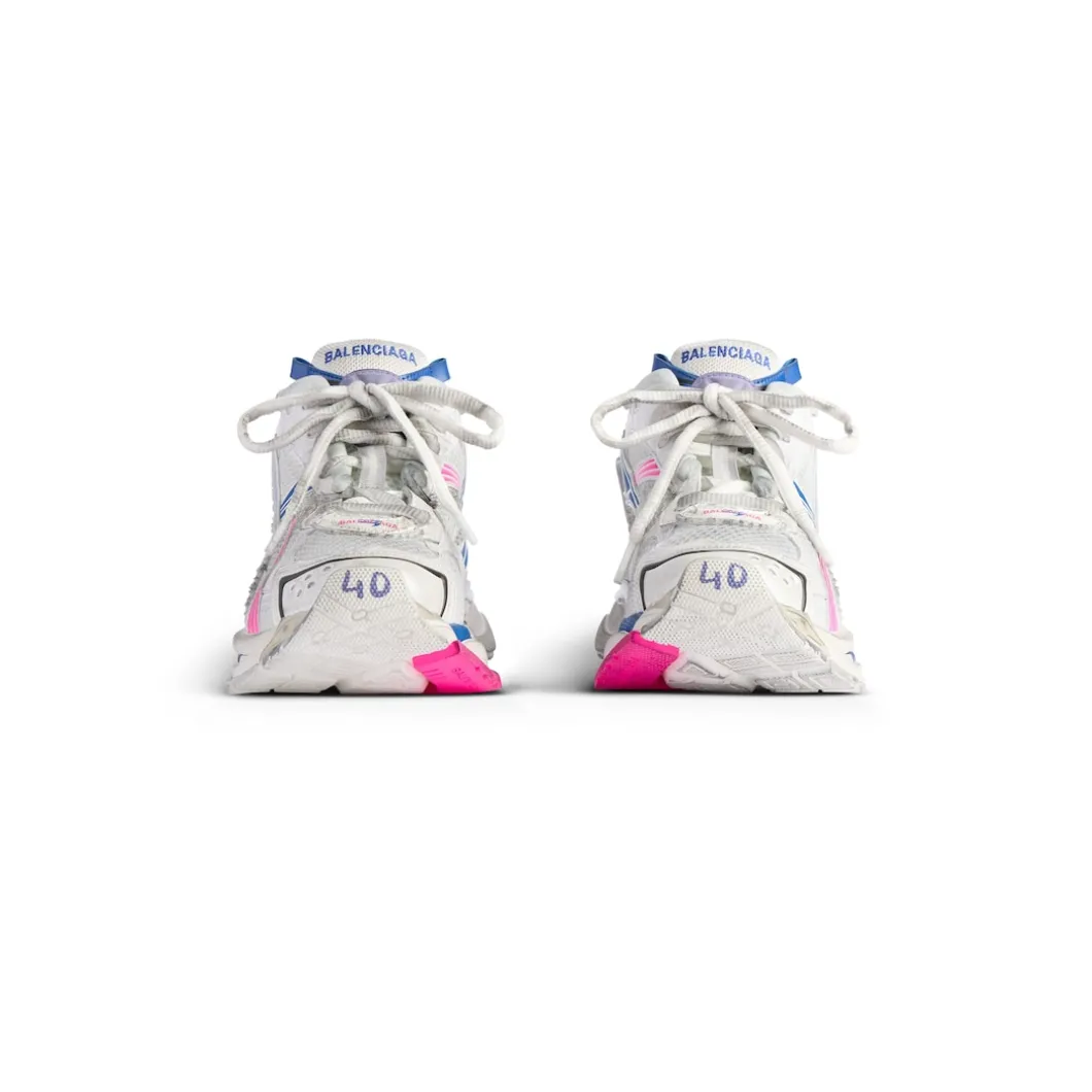 Women's Runner Sneaker in White/lilac/neon Pink/navy