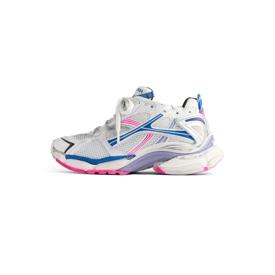 Women's Runner Sneaker in White/lilac/neon Pink/navy