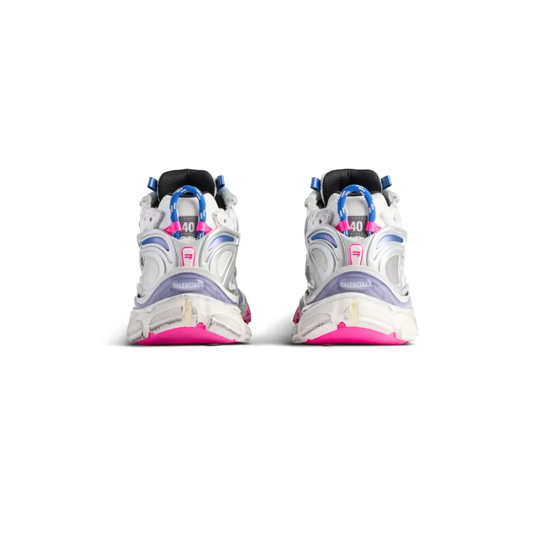 Women's Runner Sneaker in White/lilac/neon Pink/navy