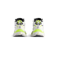 Women's Runner Sneaker in White/neon Yellow/grey/purple