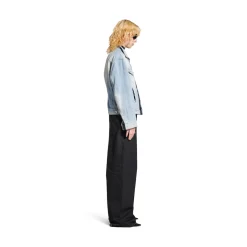 Women's Standing Collar Jacket in Light Blue