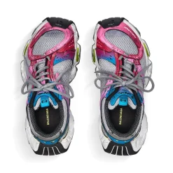Women's Stapler Sneaker  in Grey/blue/pink/neon Yellow/white