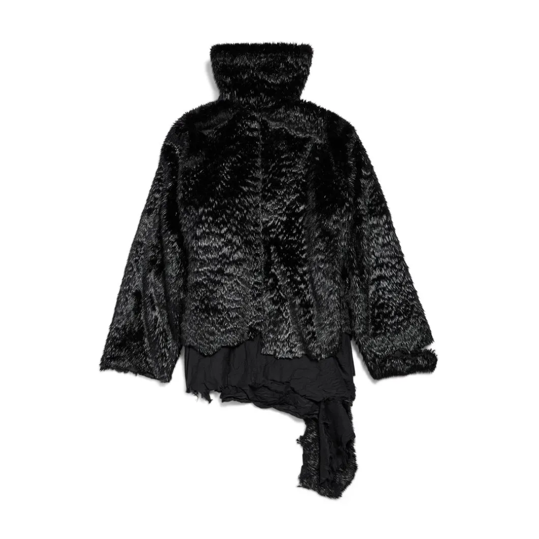 Women's Synthetic Furry Jacket in Black