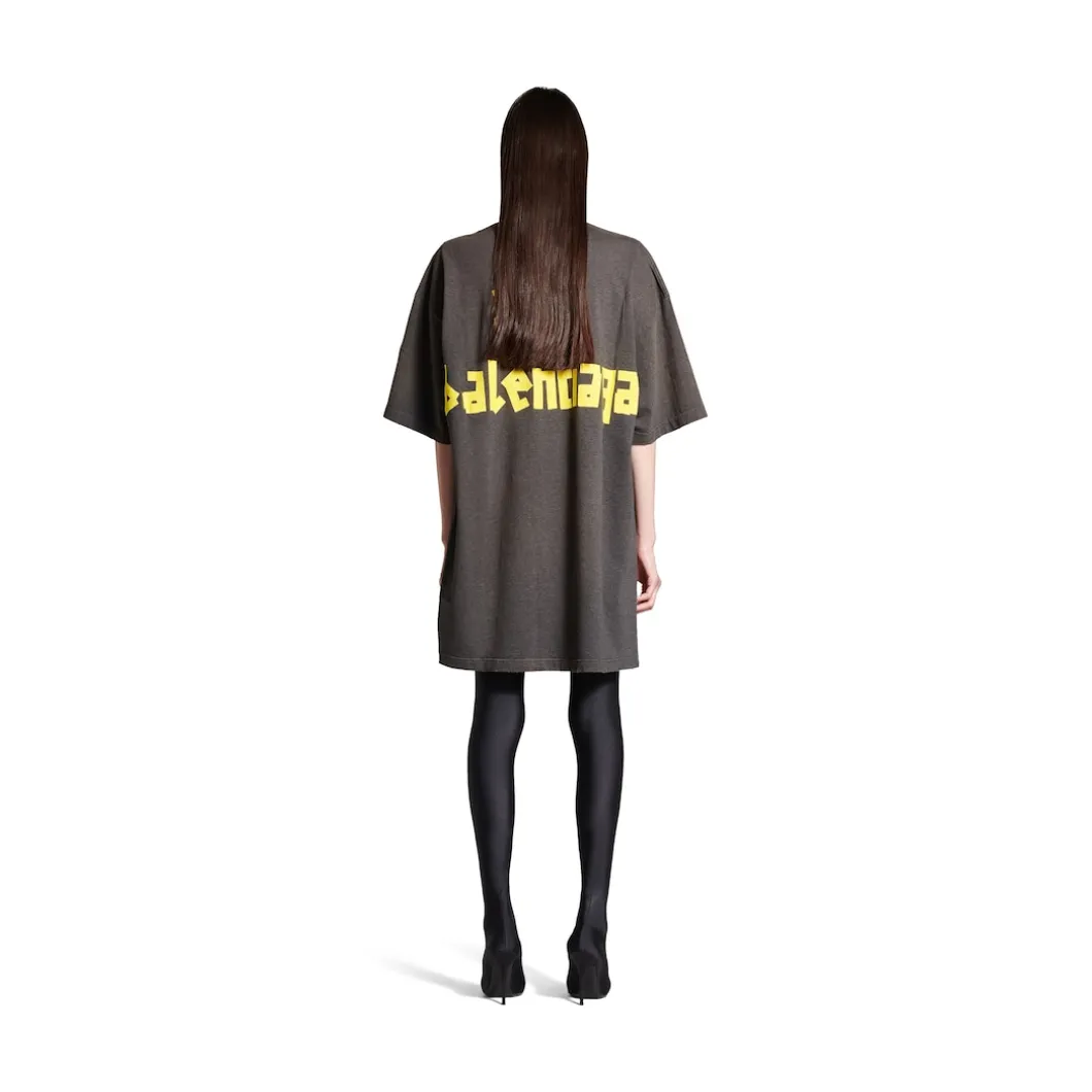 Women's Tape Type T-shirt Dress in Dark Grey