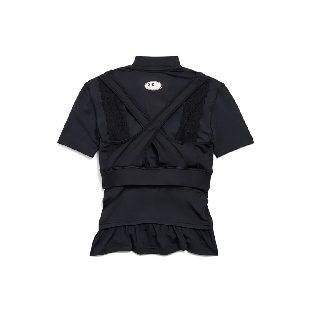 Women's Under Armour® Crewneck Layered Short Sleeve Top in Black