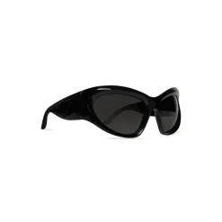 Wrap D-frame Sunglasses in Black